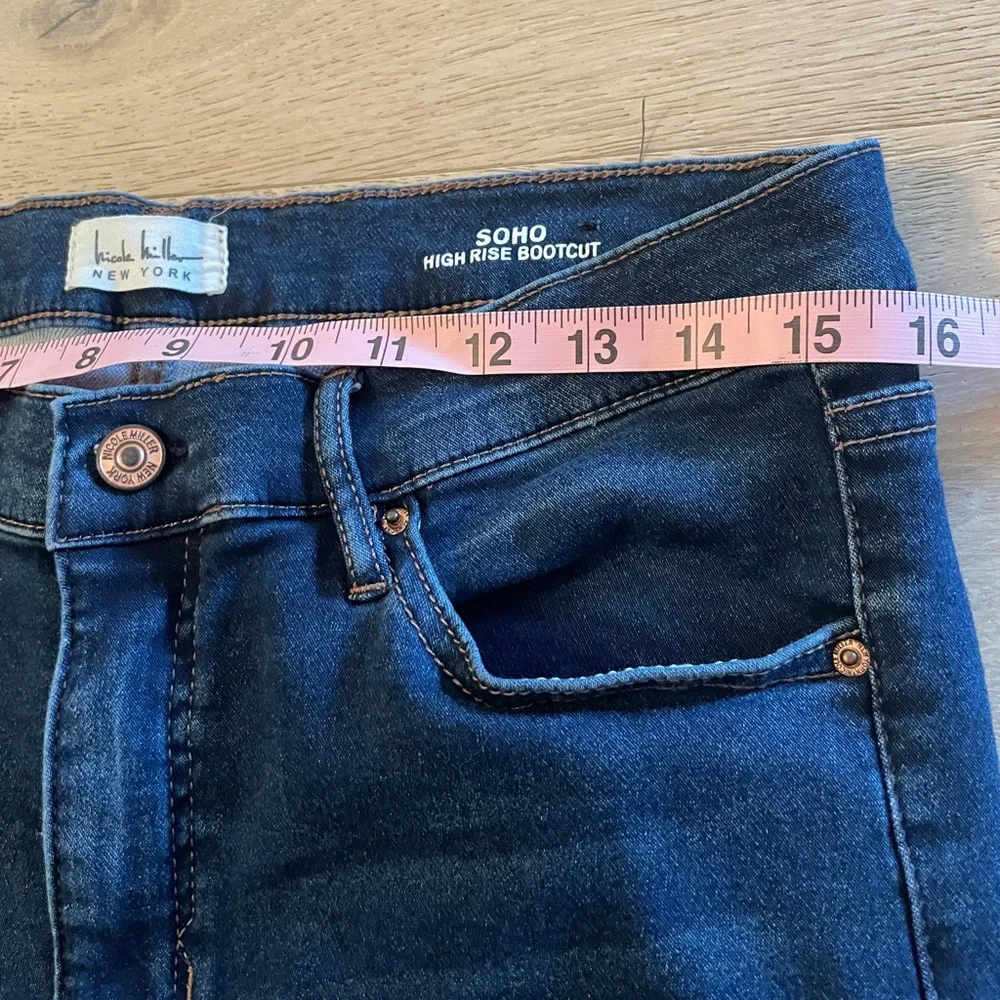 Dark Blue Flare Jeans Denim Wide Leg Stretchy Stretch Denim Women’s Pants, 12 - Picture 3 of 6